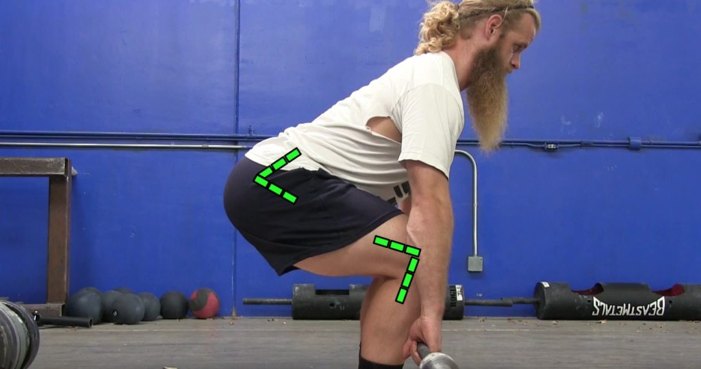 angle of knees and angle of hips in deadlift
