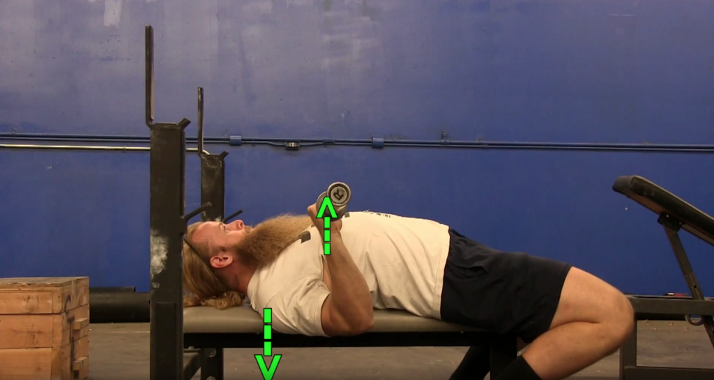 press the barbell away from your body AND press yourself away from the barbell